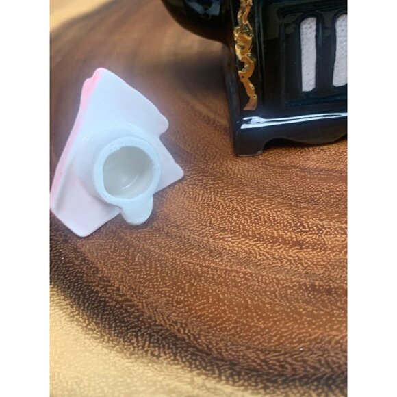 Vintage Cardinal Inc. Black Teapot Stove Design with Cat & Flowers - Picture 7 of 13